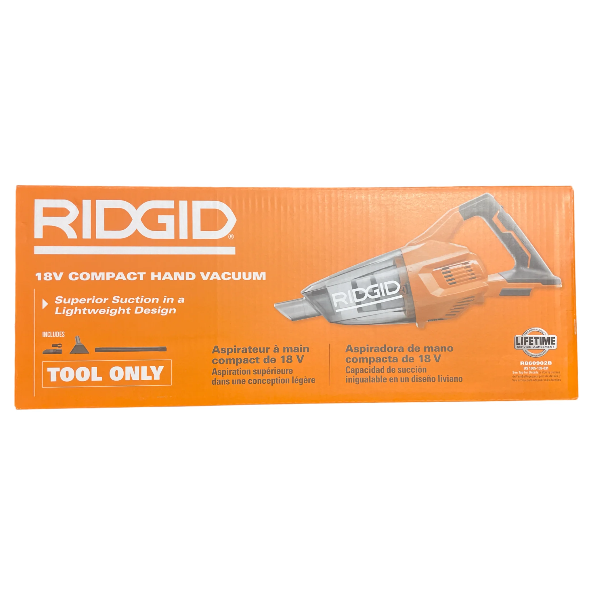 RIDGID 18-Volt Cordless Hand Vacuum with Crevice Nozzle, Utility Nozzle and Extension Tube