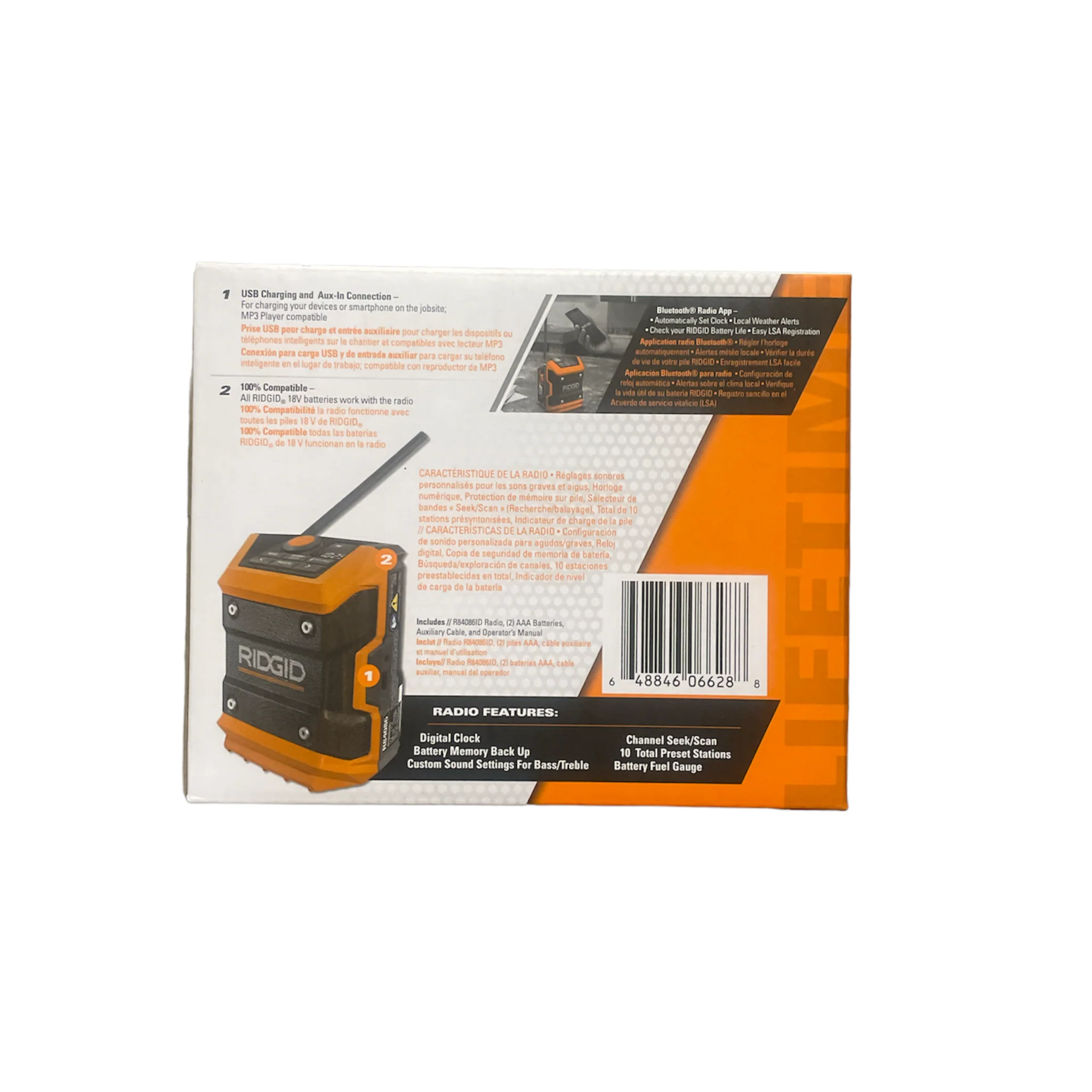 RIDGID 18-Volt Cordless Mini Bluetooth Radio with Radio App (Tool Only) - Image 2