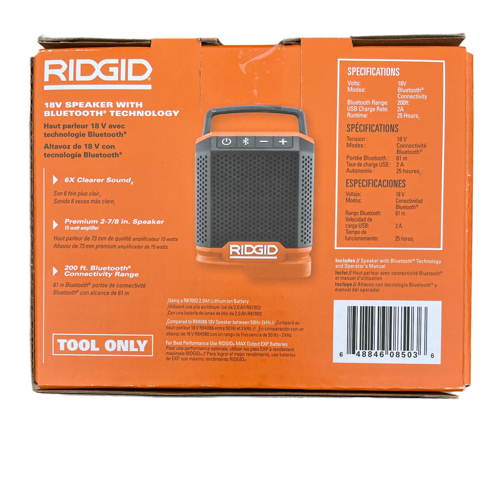 RIDGID 18-Volt Cordless Speaker with Bluetooth Wireless Technology (Tool Only) - Image 2