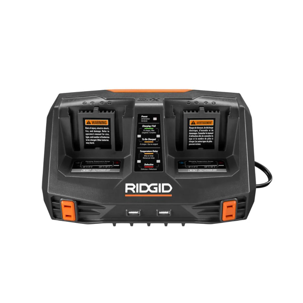 RIDGID 18-Volt Dual Port Dual Chemistry Sequential Charger with Dual USB Ports - Image 2