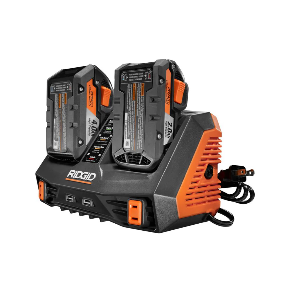 RIDGID 18-Volt Dual Port Dual Chemistry Sequential Charger with Dual USB Ports - Image 4