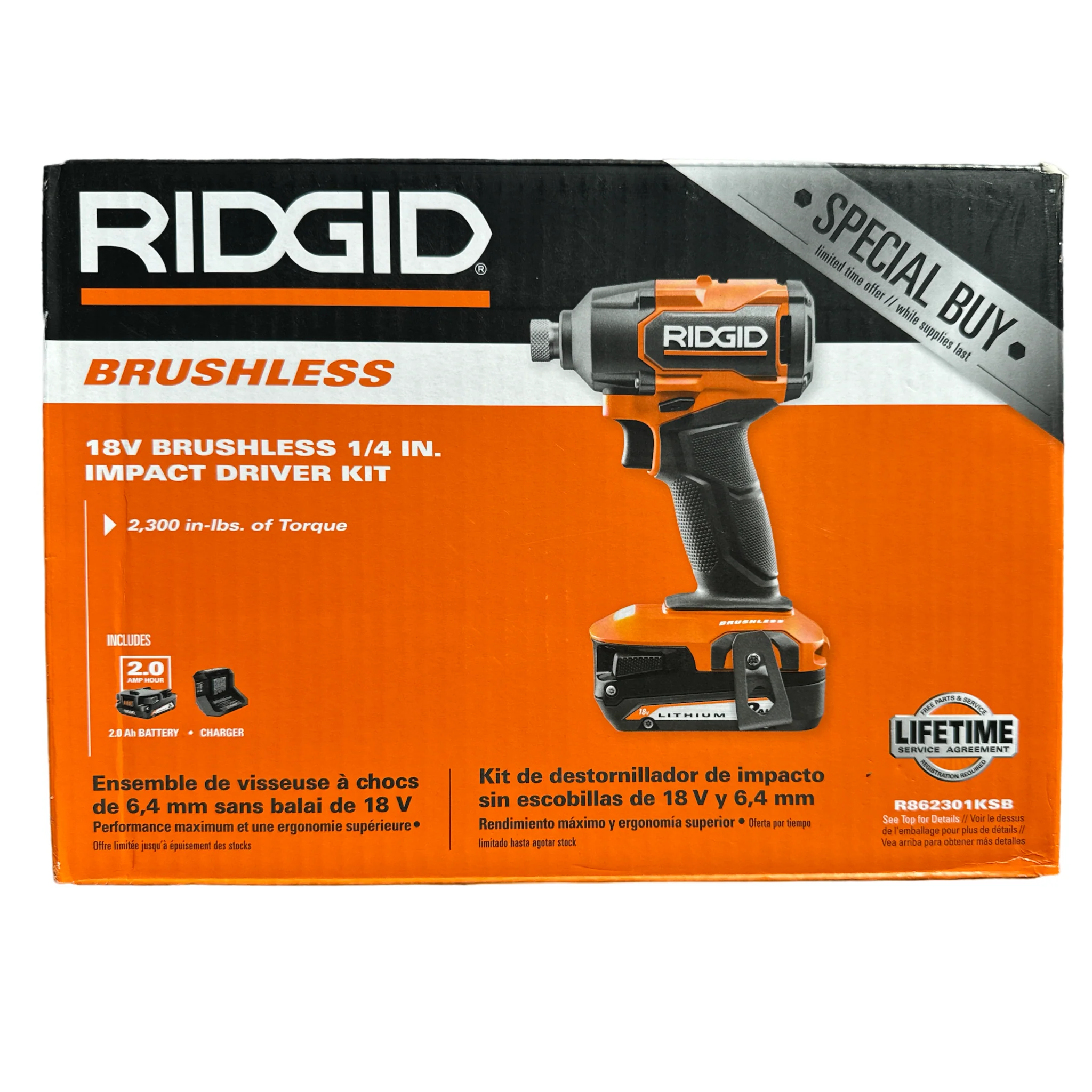 RIDGID 18V Brushless Cordless 3-Speed 1/4 in. Impact Driver Kit with 2.0 Ah Battery and 18V Charger
