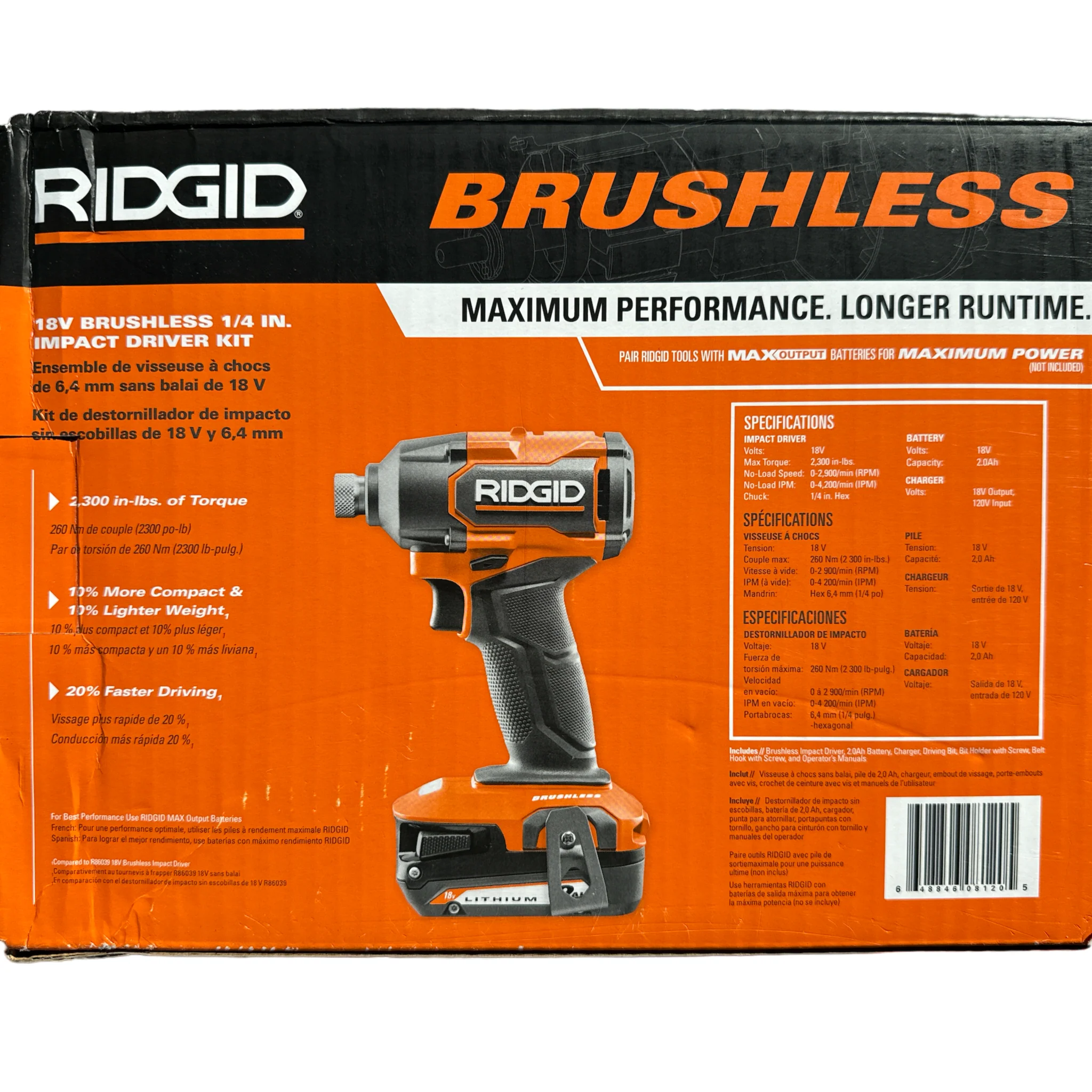 RIDGID 18V Brushless Cordless 3-Speed 1/4 in. Impact Driver Kit with 2.0 Ah Battery and 18V Charger - Image 2