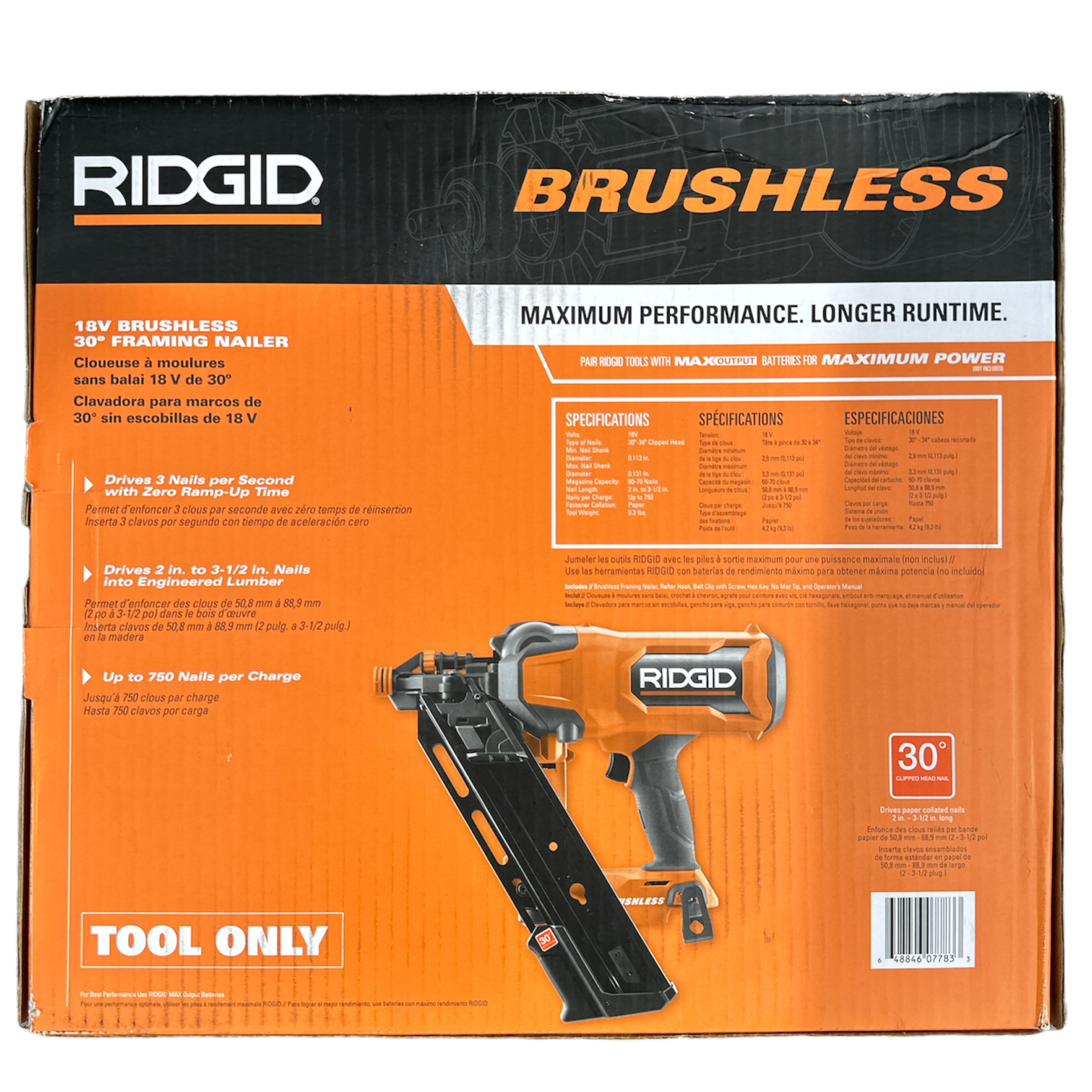 RIDGID 18V Brushless Cordless 30° 3-1/2 in. Framing Nailer (Tool Only) - Image 2
