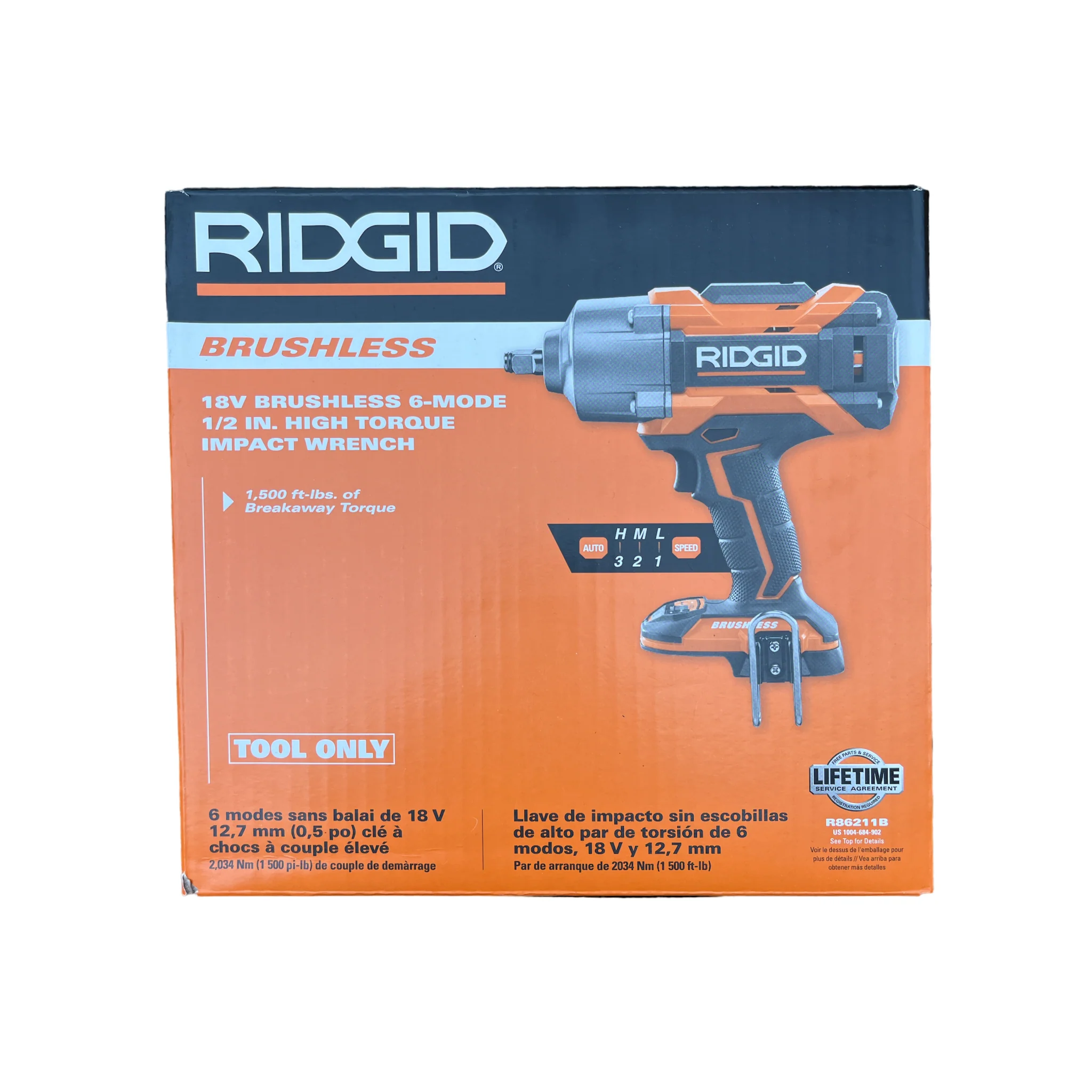 RIDGID 18V Brushless Cordless 6-Mode 1/2 in. High Torque Impact Wrench (Tool Only) with Belt Clip