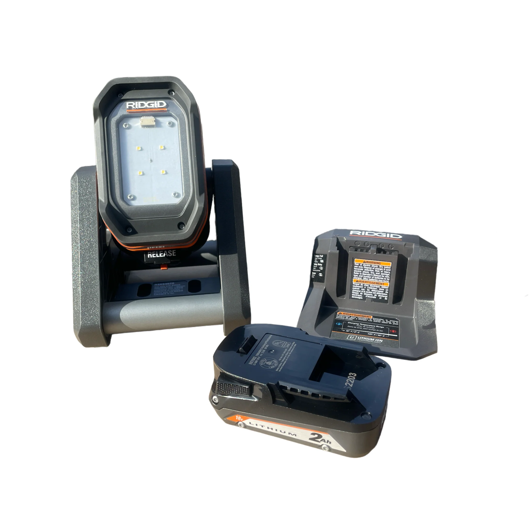 RIDGID 18V Cordless Flood Light Kit with Detachable Light with 2.0 Ah Lithium-Ion Battery and Charger - Image 7