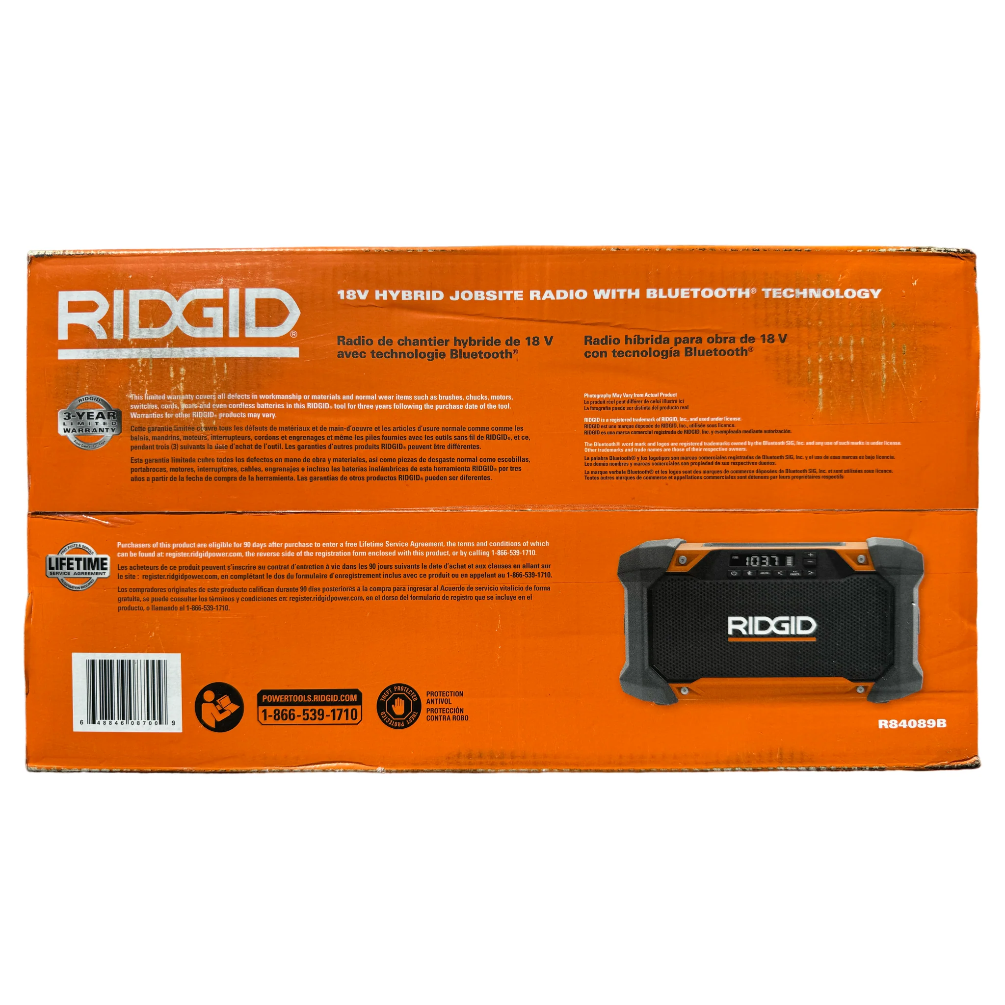 RIDGID 18V Hybrid Jobsite Radio with Bluetooth Technology (Tool Only) - Image 3
