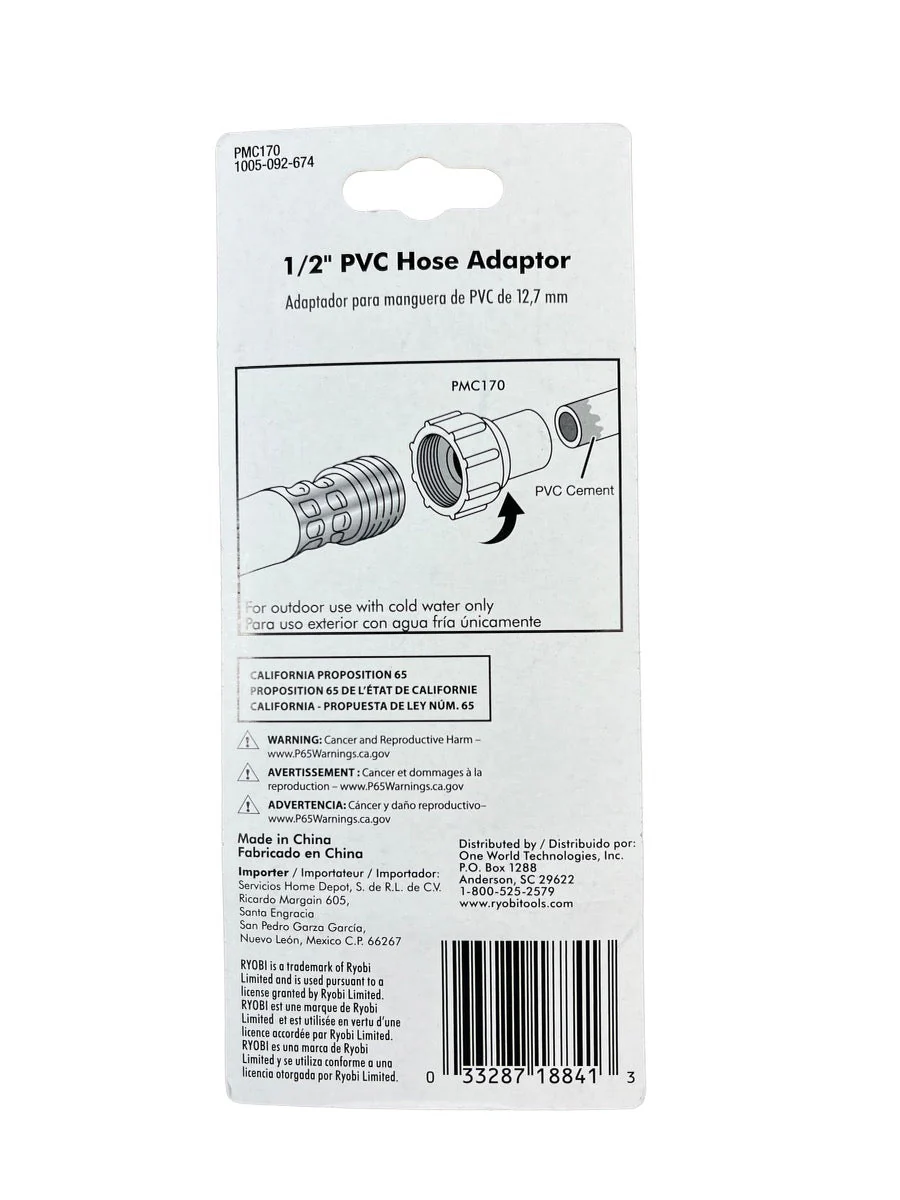 RYOBI 1/2 in. PVC Hose Adaptor - Image 2