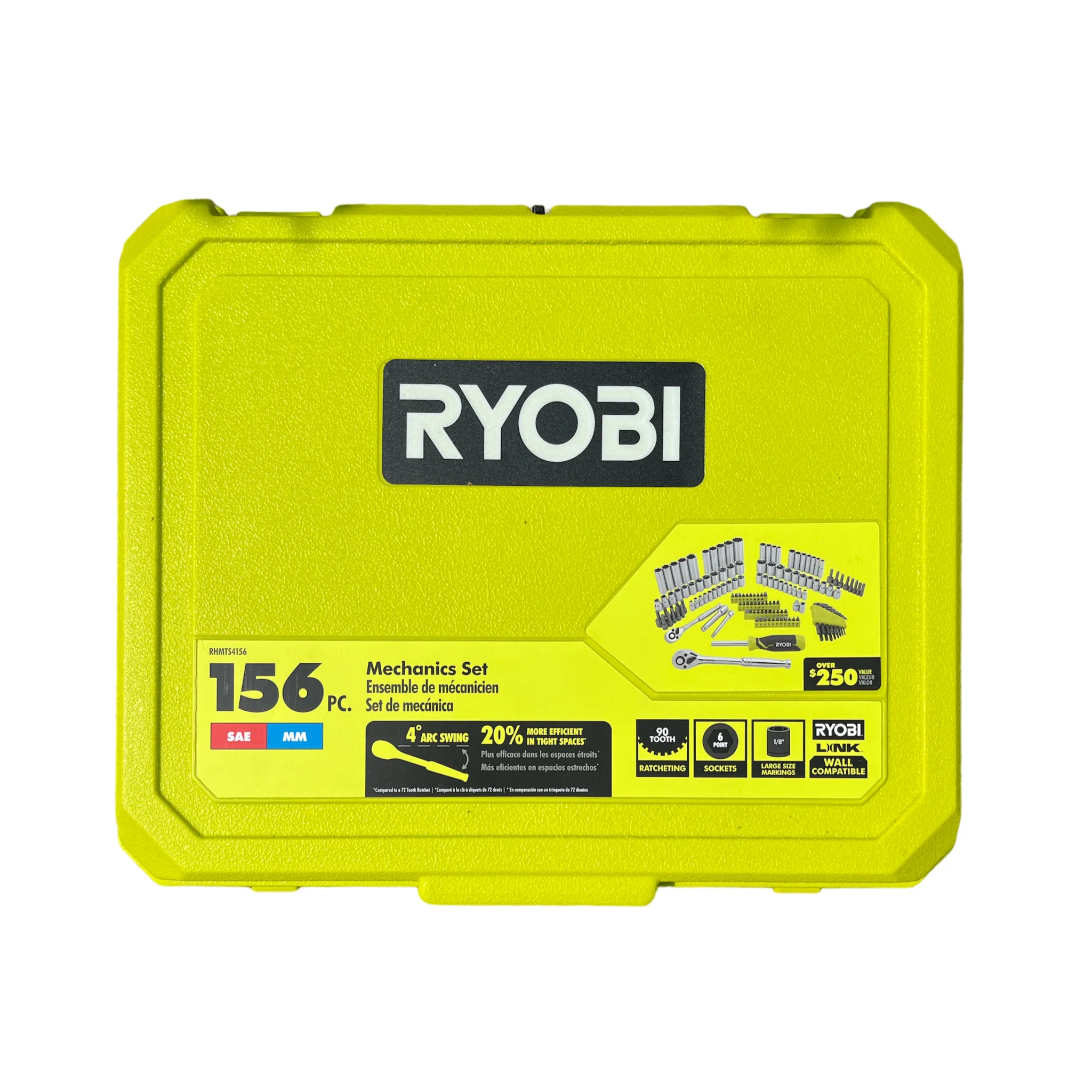 RYOBI 1/4” & 3/8" Mechanics Set (156-Piece)