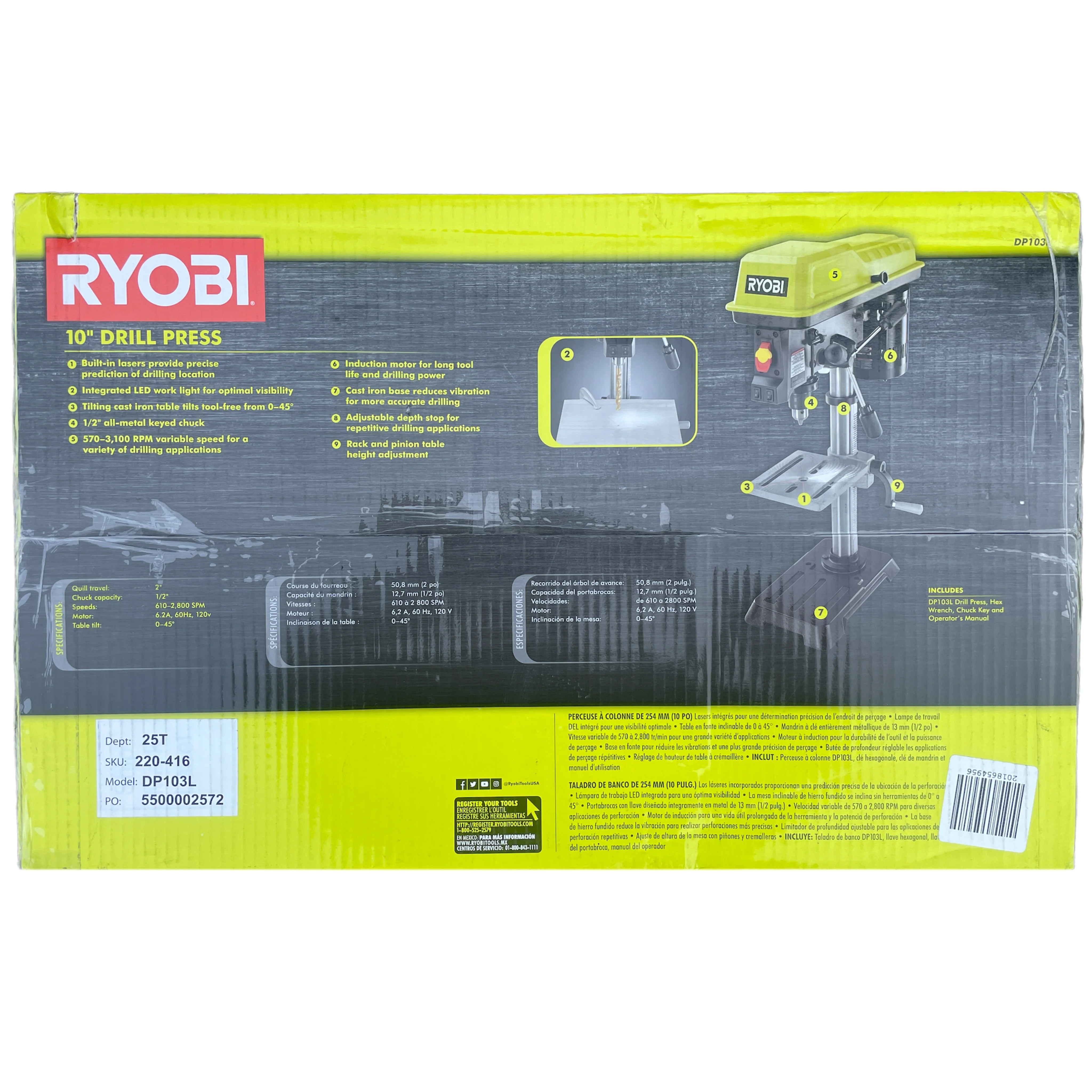 RYOBI 10 in. Drill Press with EXACTLINE Laser Alignment System - Image 2