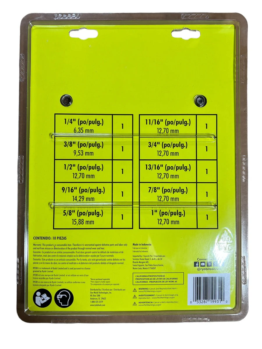 RYOBI 10-Piece Wood Spade Bit Set with Storage Mat - Image 2