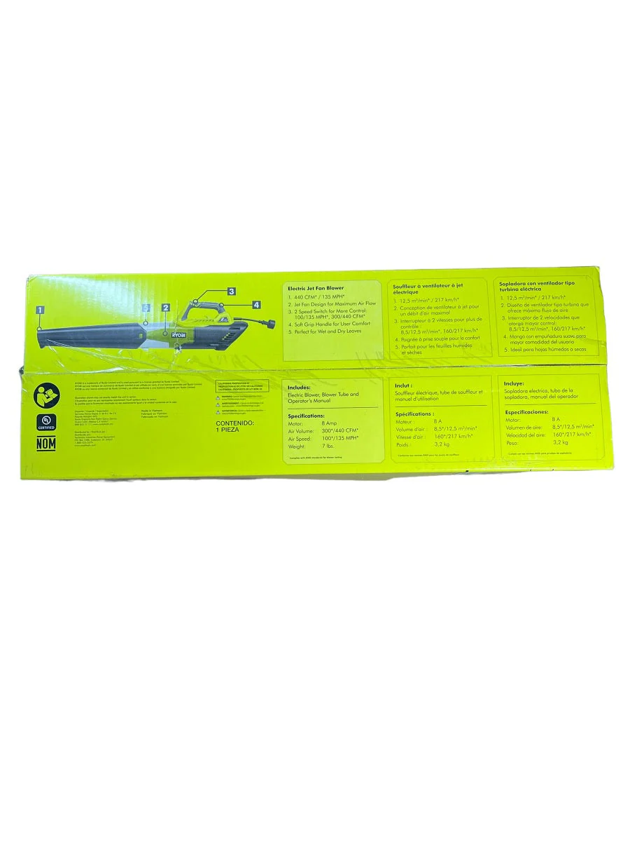 RYOBI 135 MPH 440 CFM 8 Amp Corded Electric Jet Fan Blower - Image 10