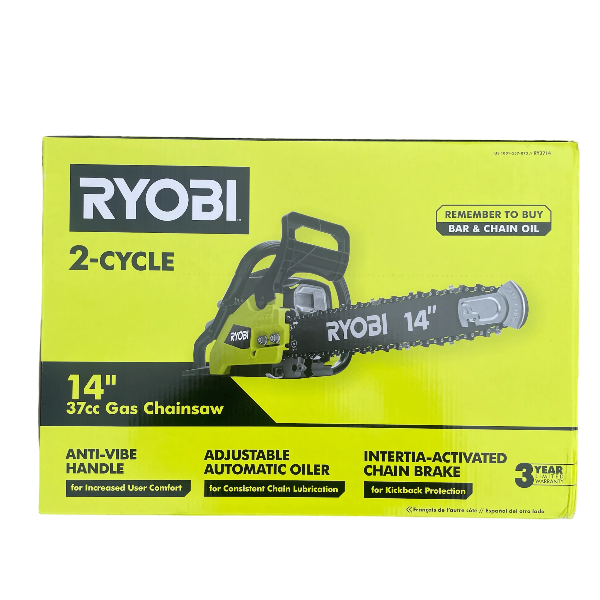 RYOBI 14 in. 37cc 2-Cycle Gas Chainsaw