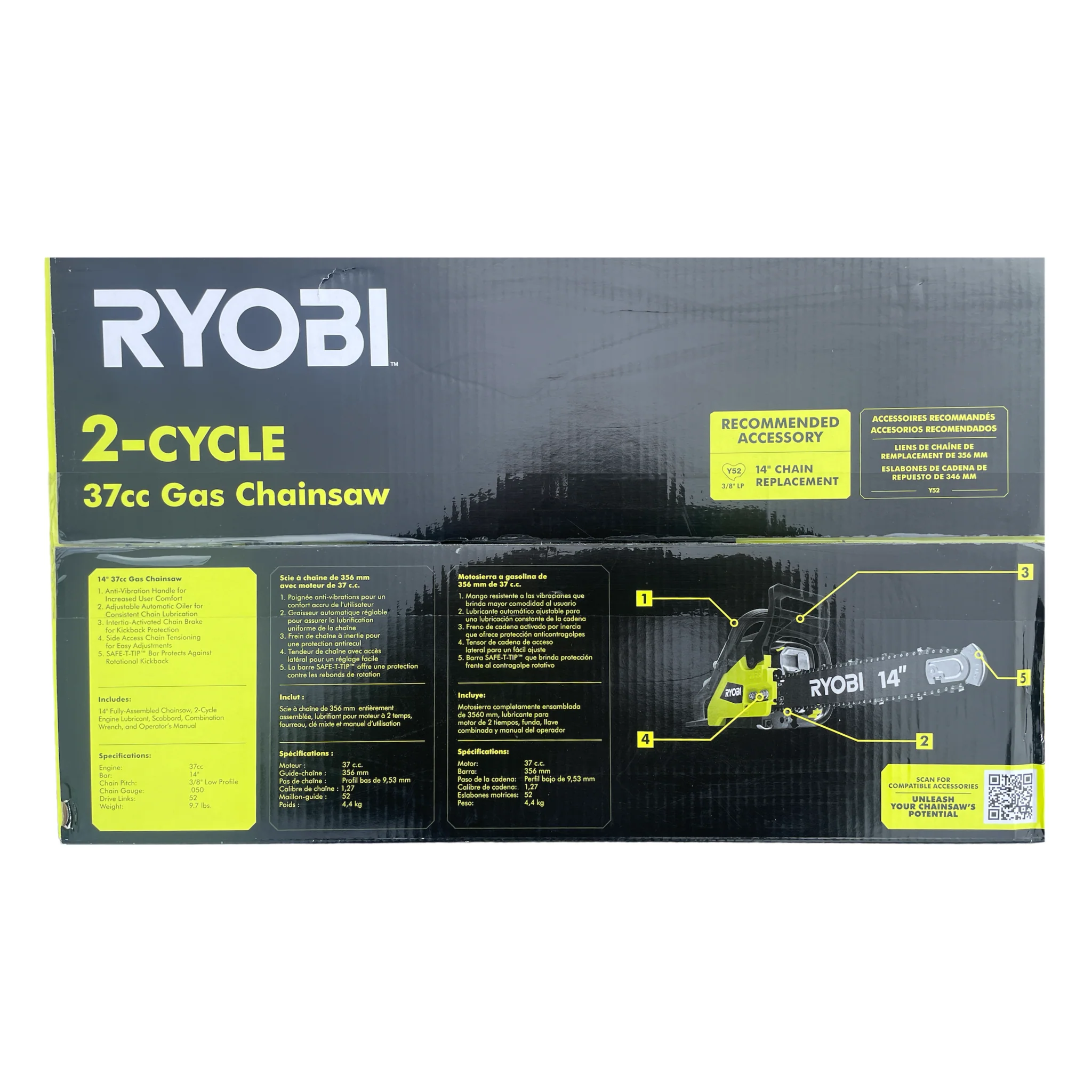 RYOBI 14 in. 37cc 2-Cycle Gas Chainsaw - Image 3