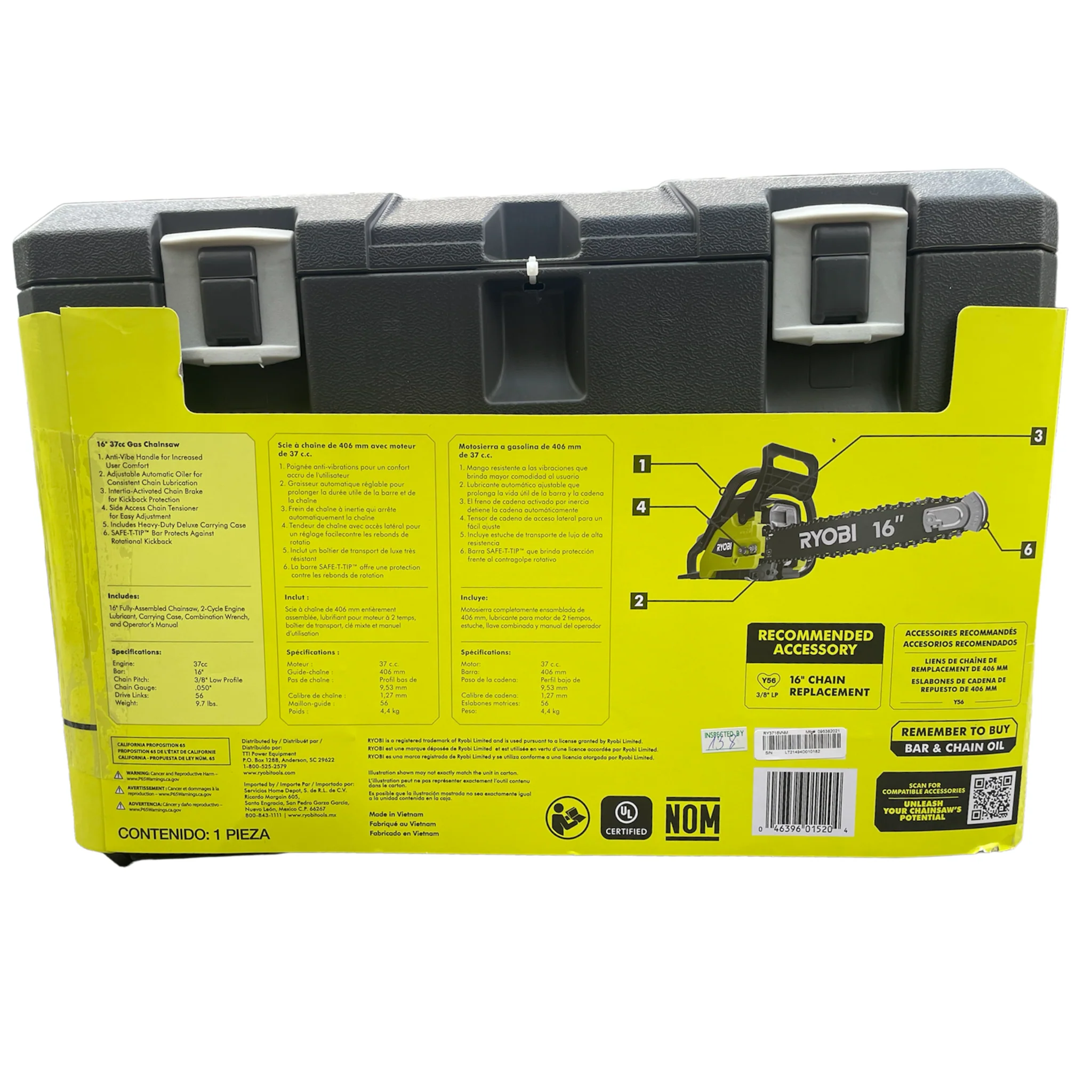 RYOBI 16 in. 37cc 2-Cycle Gas Chainsaw - Image 3