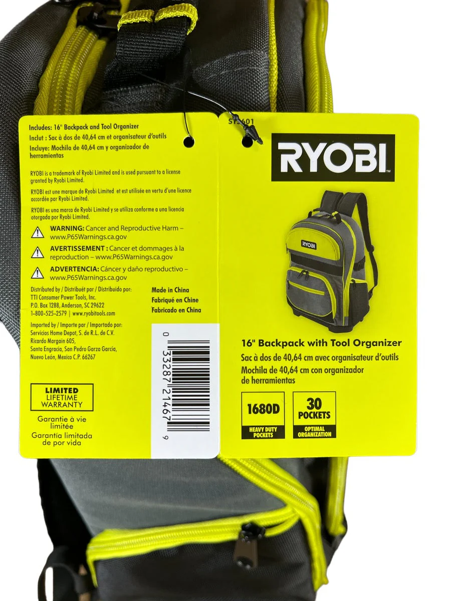 RYOBI 16 in. Backpack with Tool Organizer - Image 8
