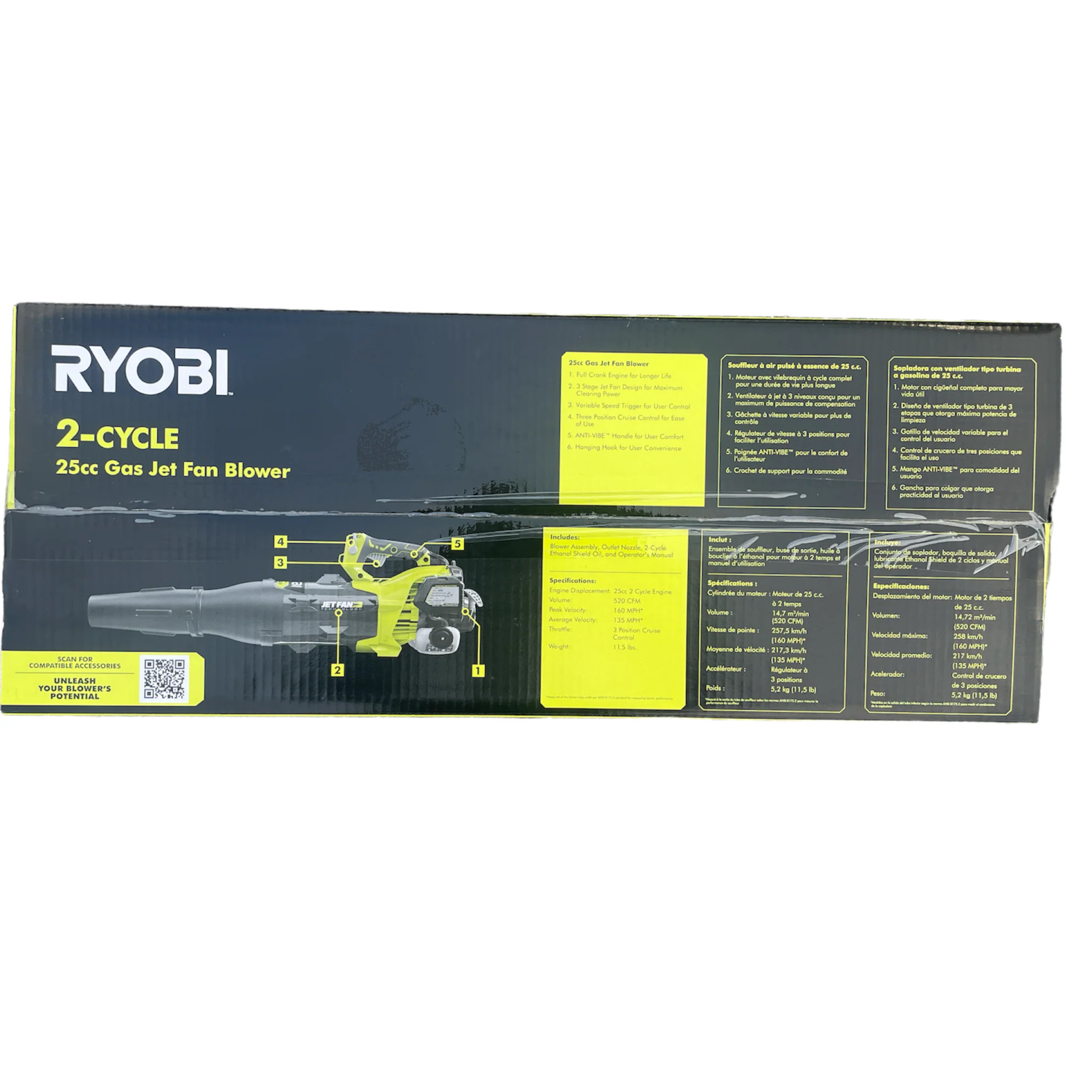 RYOBI 25cc 160 MPH 520 CFM Gas Jet Fan Blower - Image 2