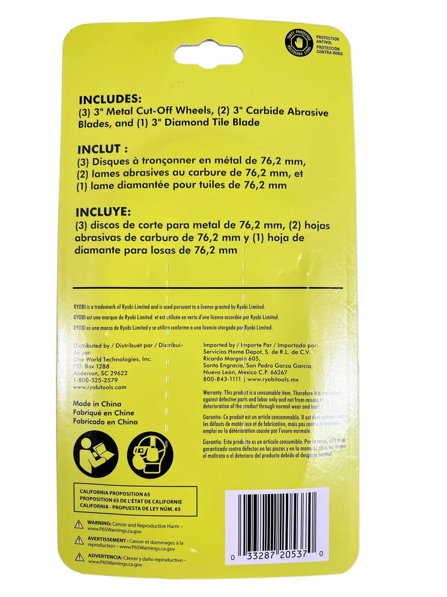 RYOBI 3 in. Carbide Cut Off Wheel Set (6-Piece) - Image 2