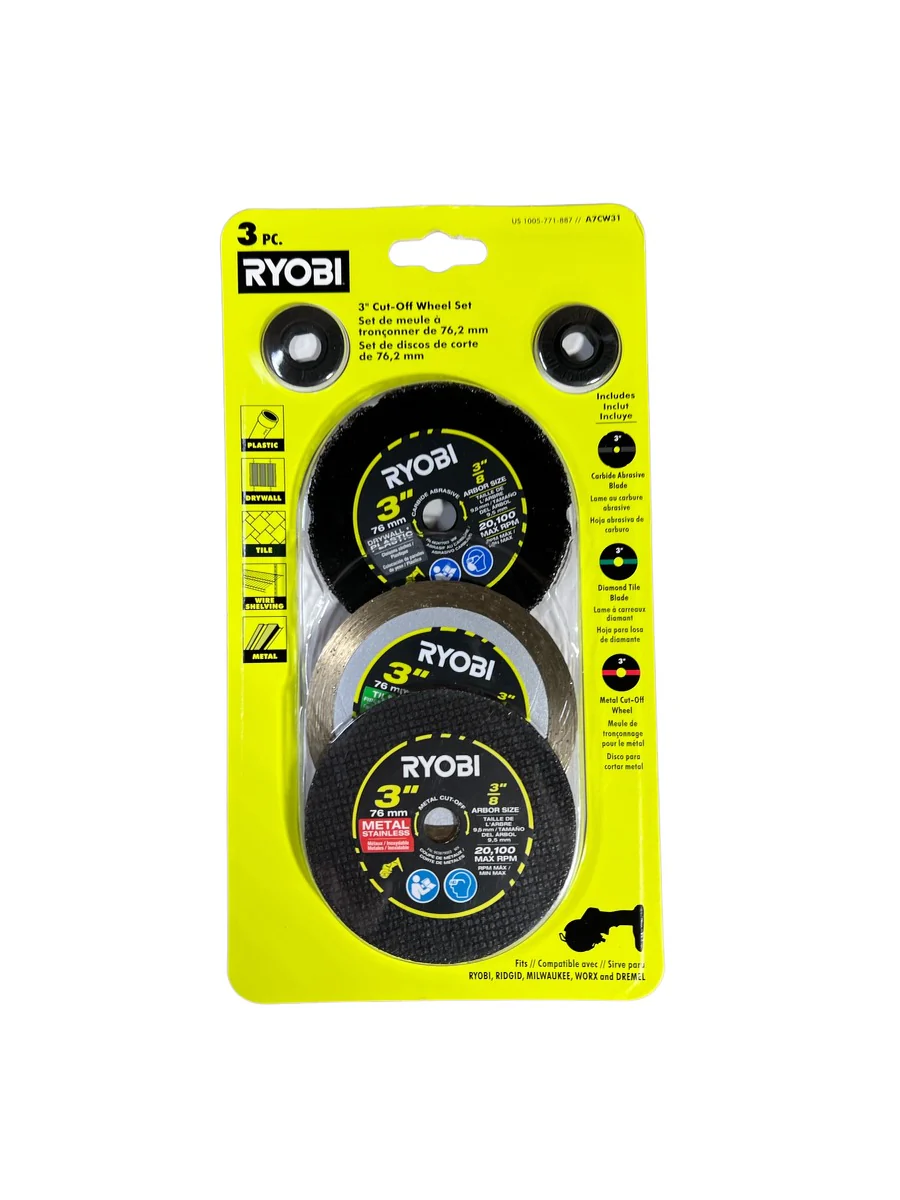 RYOBI 3 in. Multi-Material Cut-Off Wheel Set (3-Pack)