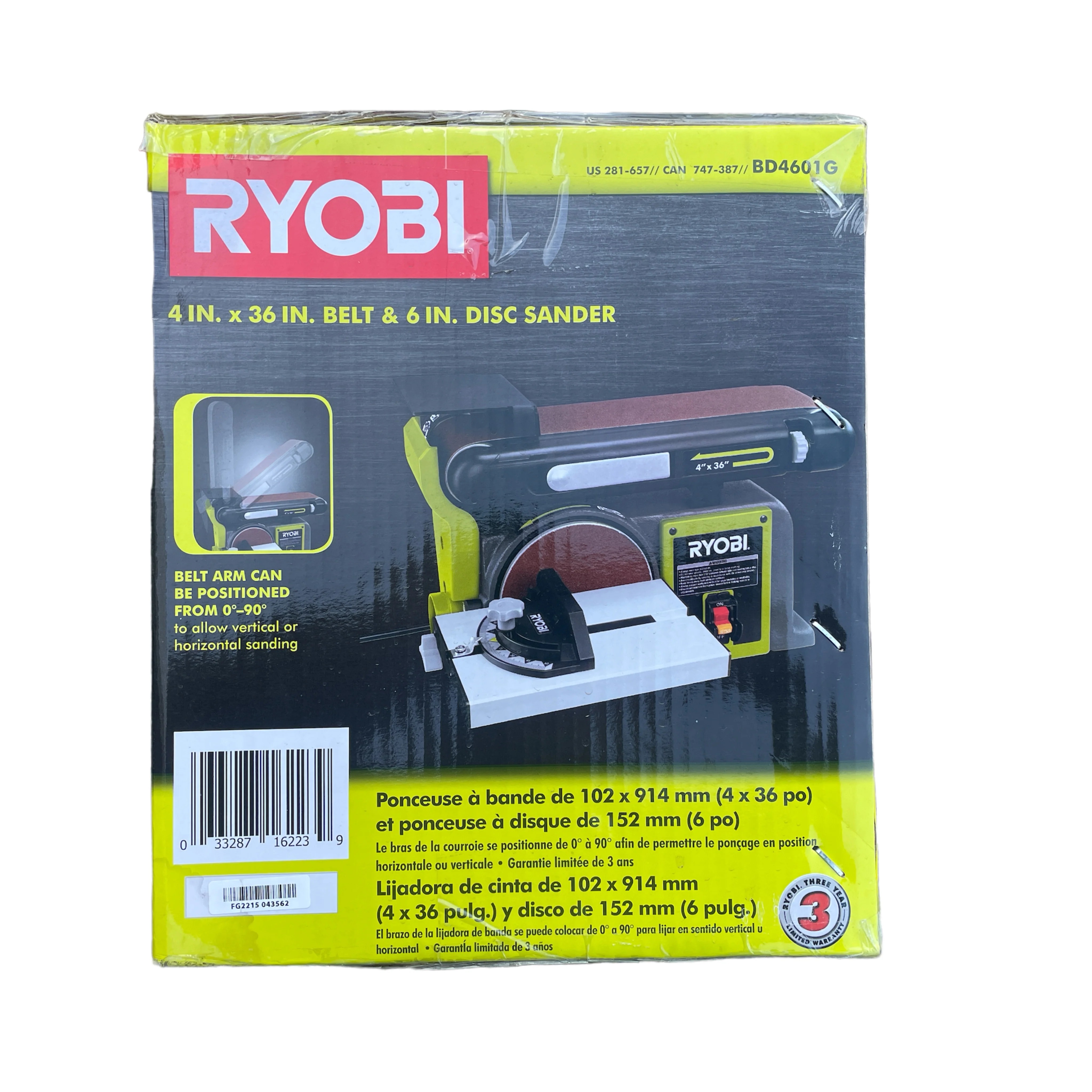 RYOBI 4 in x 36 in. Belt and 6 in. Disc Bench Sander - Image 4