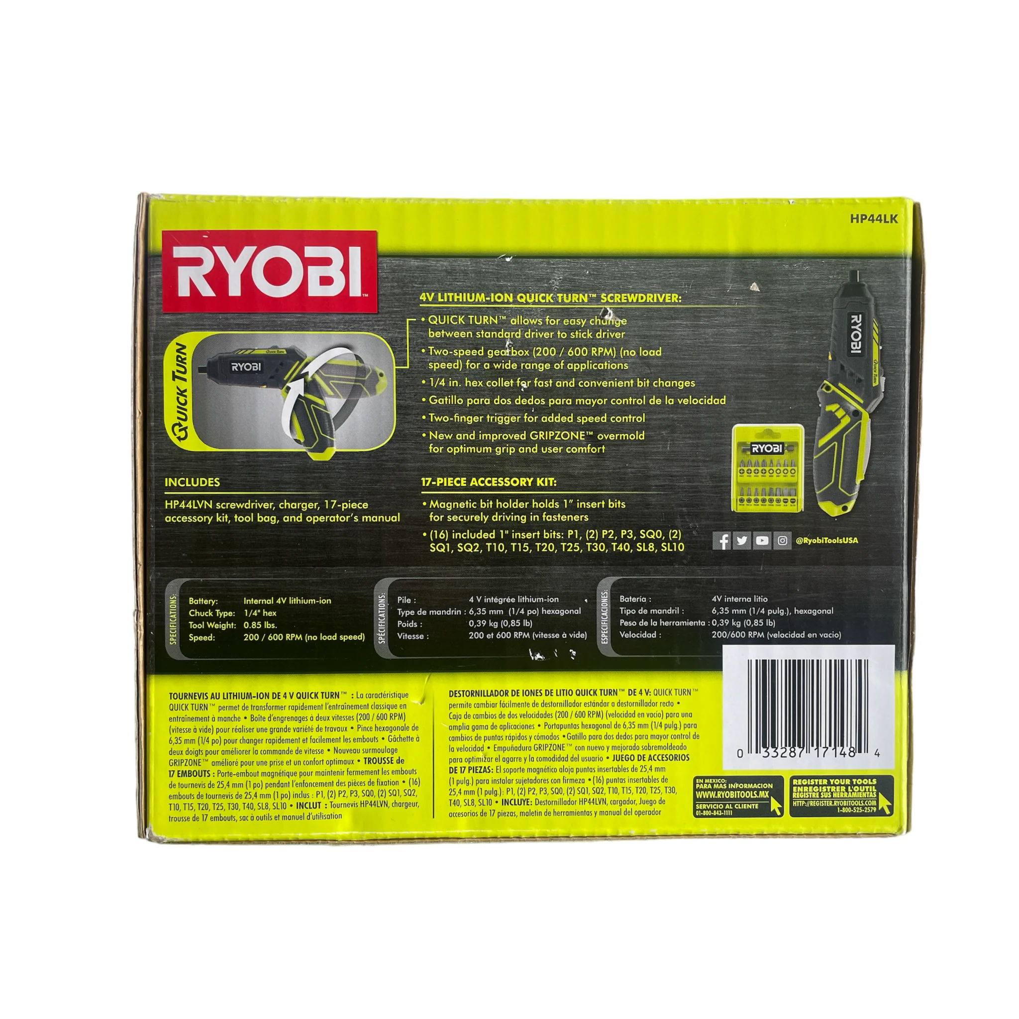 RYOBI 4-Volt QuickTurn Lithium-Ion Cordless 1/4 in. Hex Screwdriver with Accessories Kit - Image 2
