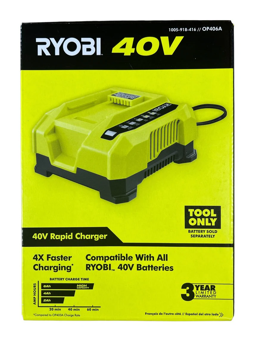 RYOBI 40-Volt Lithium-Ion Rapid Charger