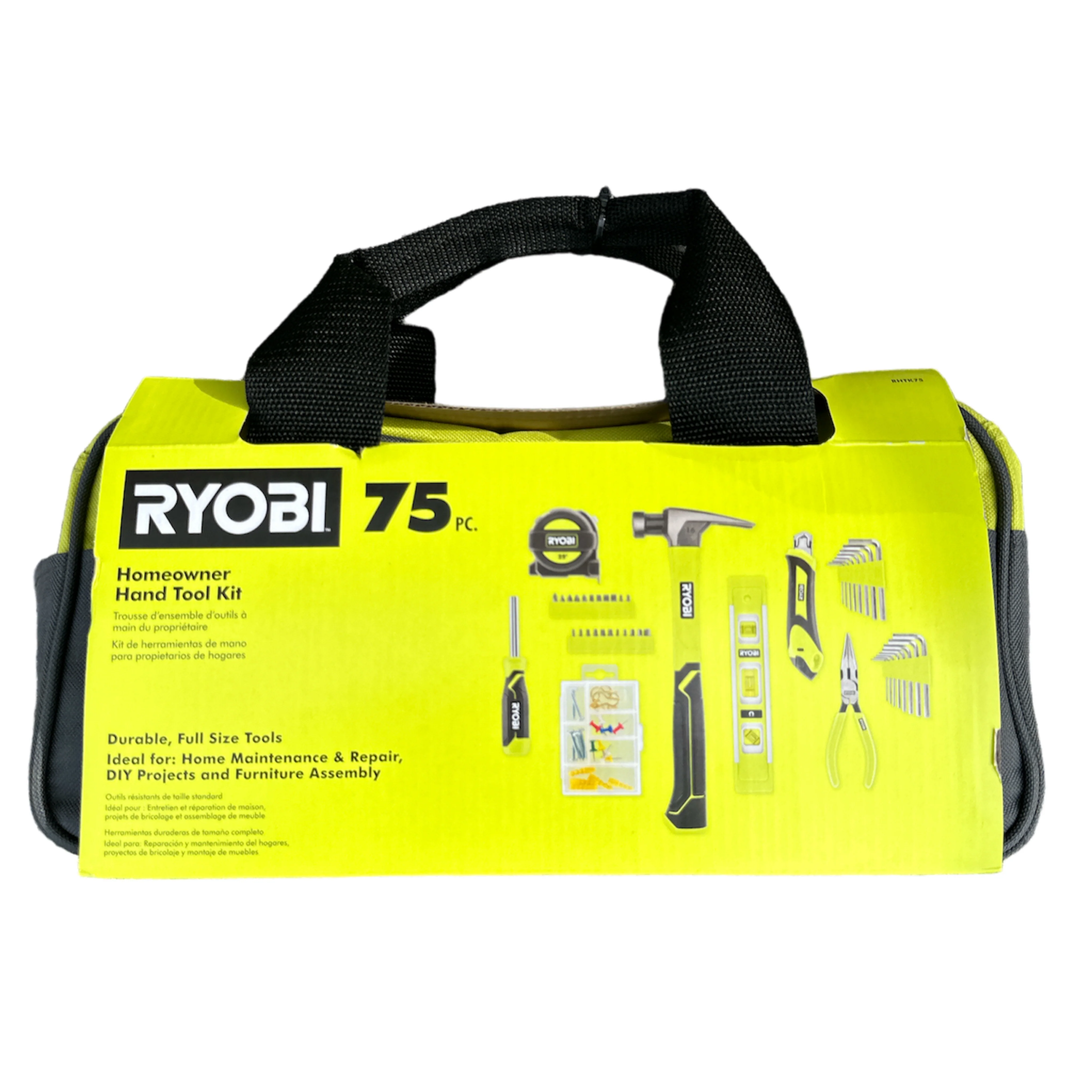 RYOBI 75 Pc. Homeowners Hand Tool Kit with Bag - Image 2