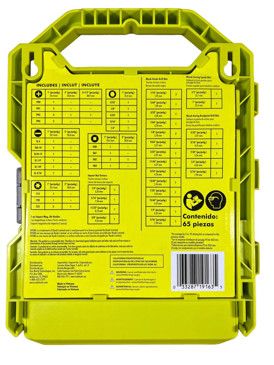 RYOBI Drill and Impact Drive Kit (65-Piece) - Image 3