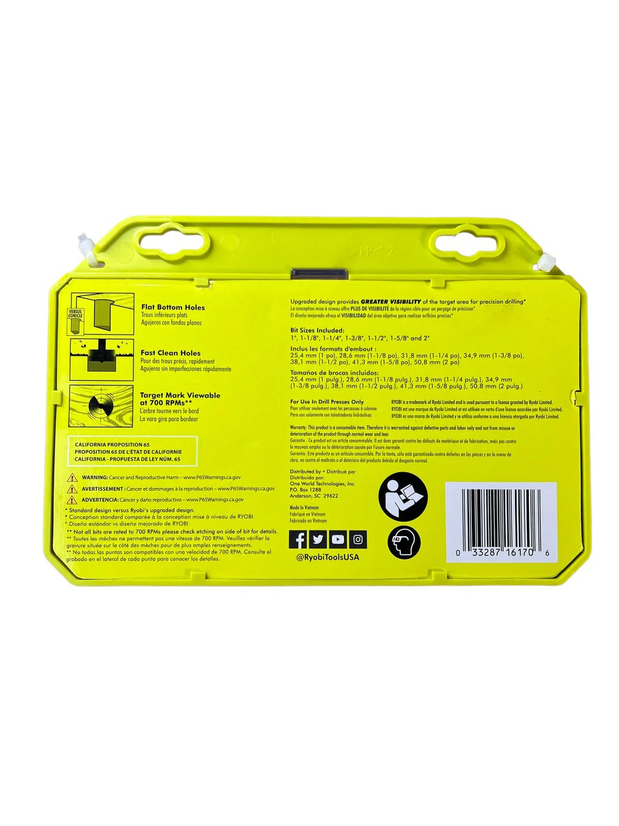 RYOBI Forstner Bit Set (7-Piece) - Image 2