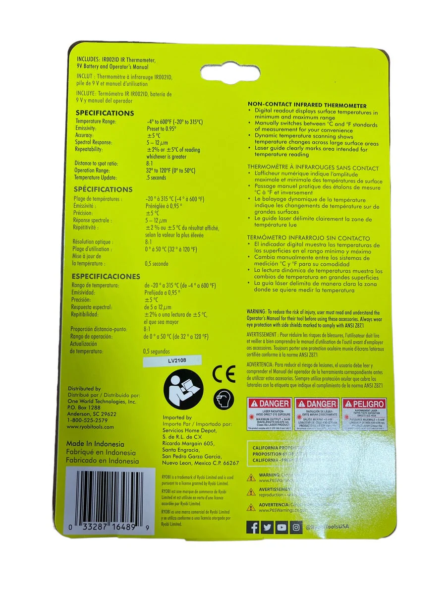 RYOBI 8 in. Infrared Thermometer - Image 2