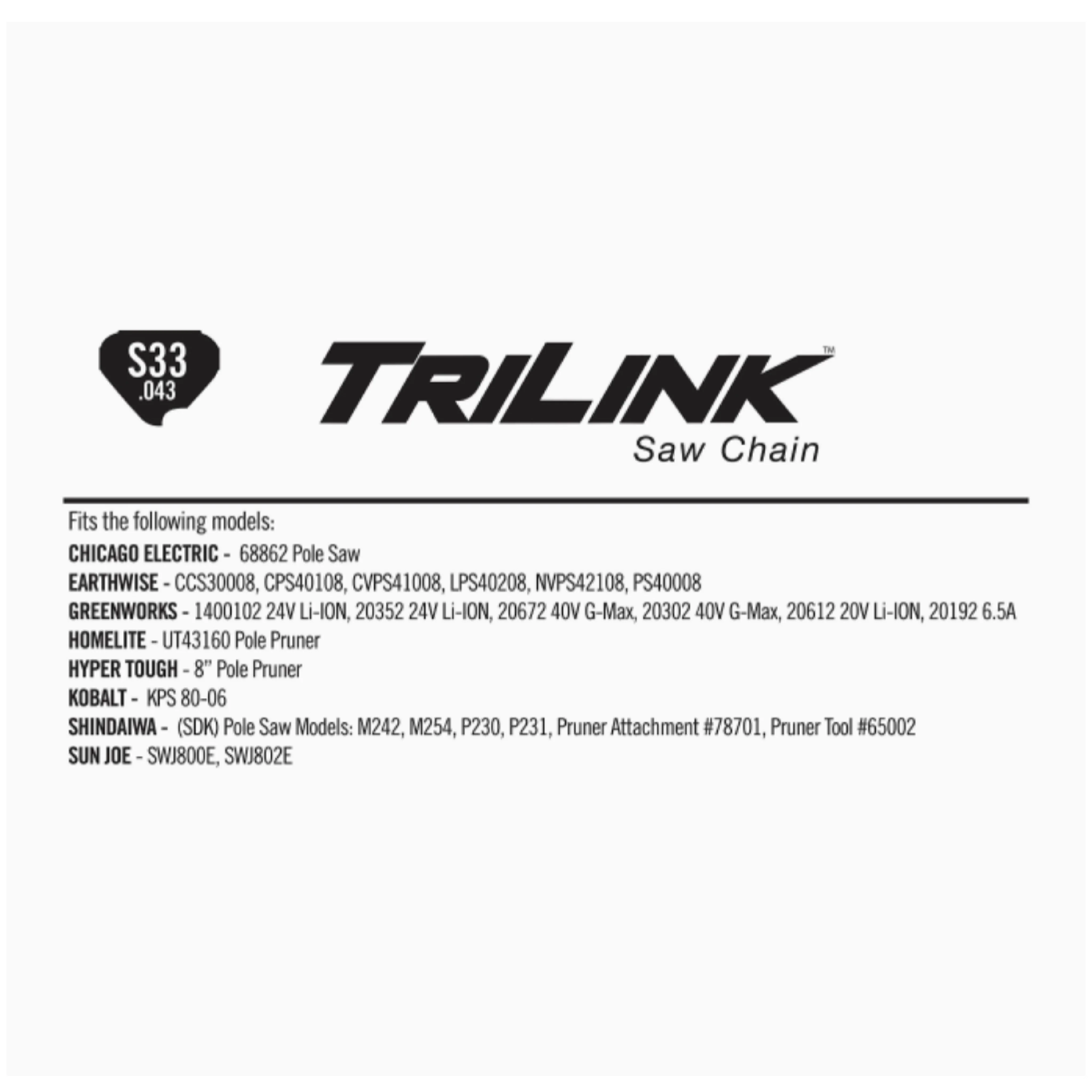 TriLink 8 in. Replacement Chainsaw Chain S33 - Image 3