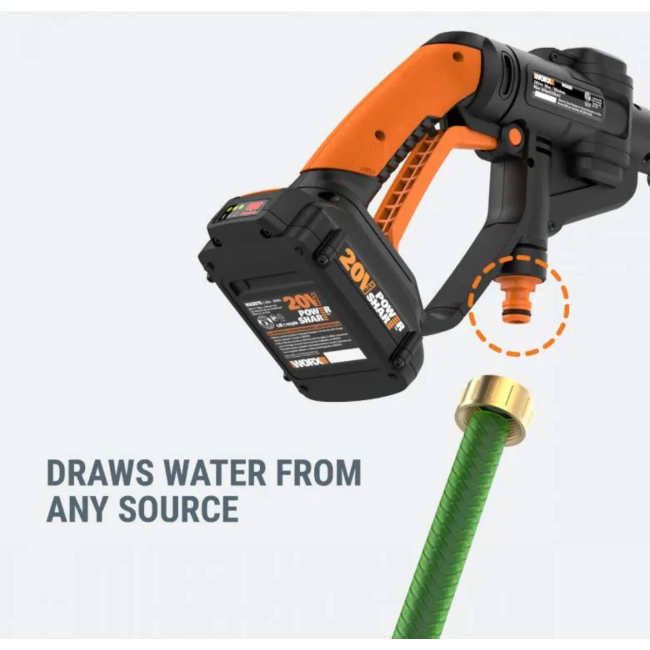 CLEARANCE WORX 20-Volt Power Share Hydroshot Portable Power Cleaner with Battery and Charger - Image 7